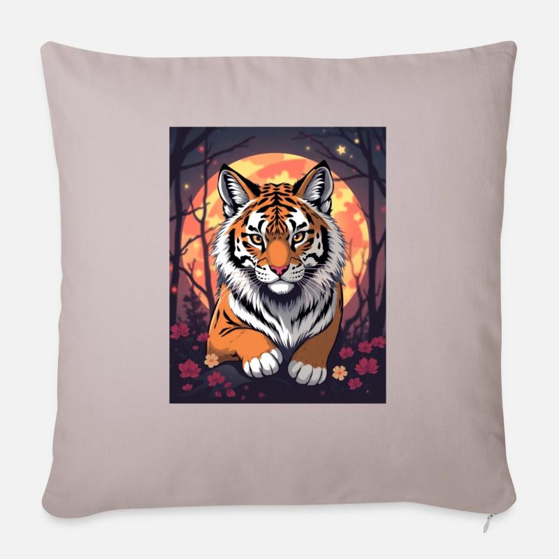Majestätischen Tiger im Anime-Style - Sofakissenbezug 45 x 45 cm - helles Taupe