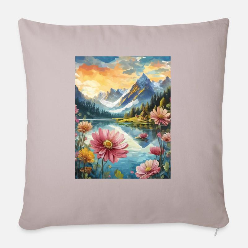 Berglandschaft - Sofakissenbezug 45 x 45 cm - helles Taupe