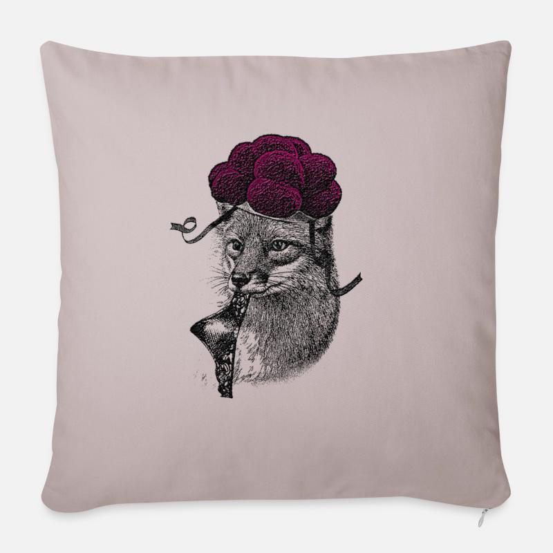Nana Renard avec chapeau de la forêt noire et string - Housse de coussin décorative 45 x 45 cm - taupe clair