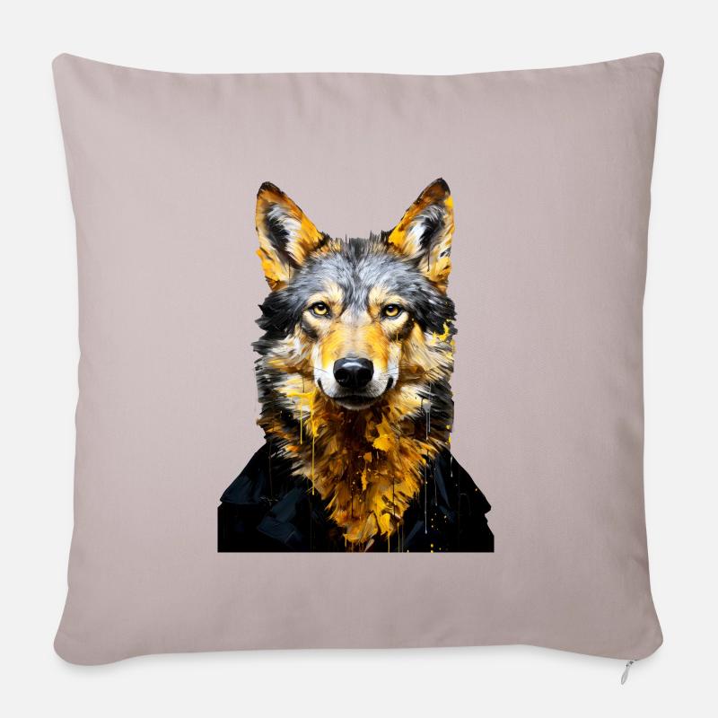 Wolf Tierkunst #wolf - Sofakissenbezug 45 x 45 cm - helles Taupe