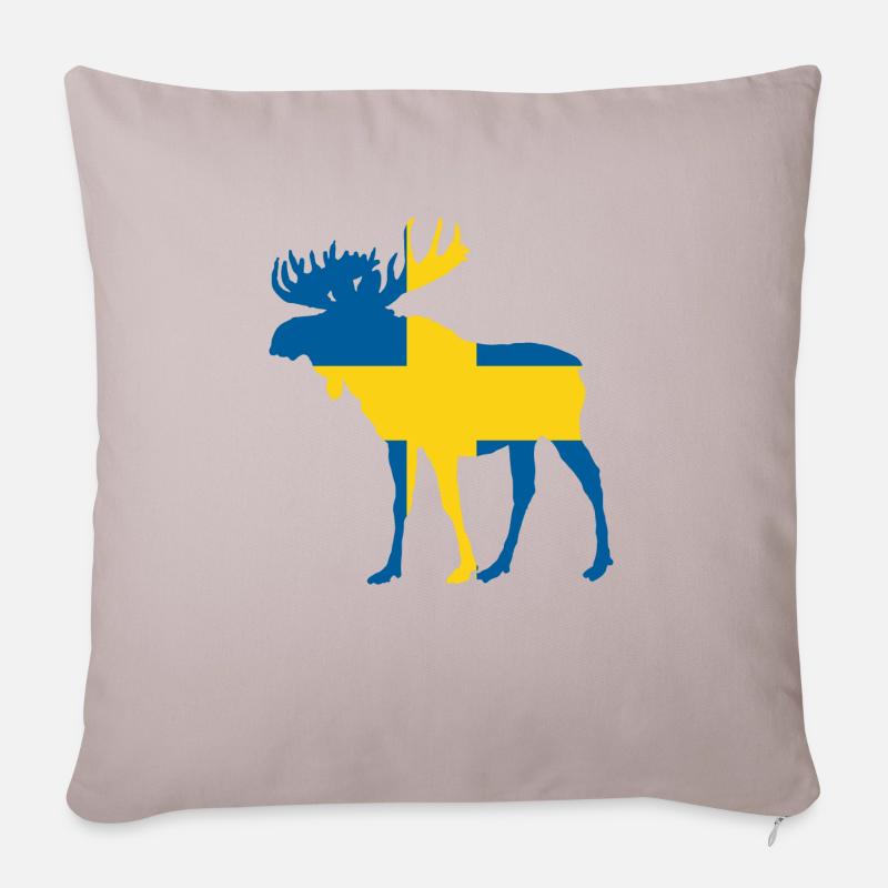 Elch Schweden - Sofakissenbezug 45 x 45 cm - helles Taupe