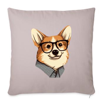 Smart Corgi Dog Lover chiot - Housse de coussin décorative 45 x 45 cm - taupe clair - Devant
