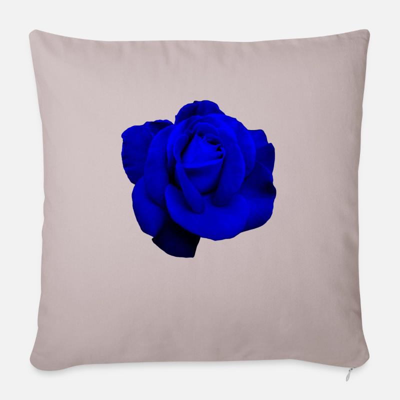 Blaue Rose - Sofakissenbezug 45 x 45 cm - helles Taupe