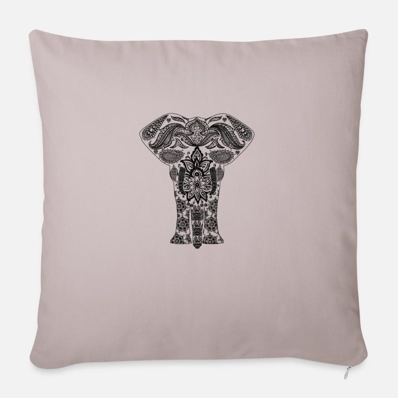 Elefant Mandala - Sofakissenbezug 45 x 45 cm - helles Taupe