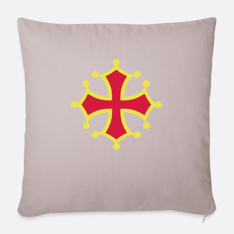 croix occitane - Housse de coussin décorative 45 x 45 cm - taupe clair