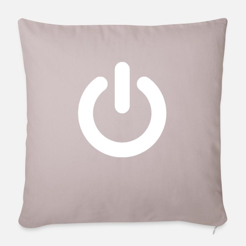 Bouton d'alimentation blanc - Housse de coussin décorative 45 x 45 cm - taupe clair