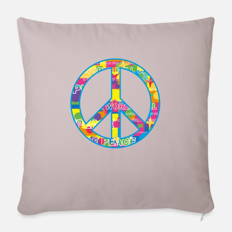 Peace / Frieden Symbol - Sofakissenbezug 45 x 45 cm - helles Taupe