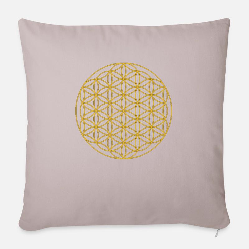 Cercles fleurs géométrie sacrée - Housse de coussin décorative 45 x 45 cm - taupe clair