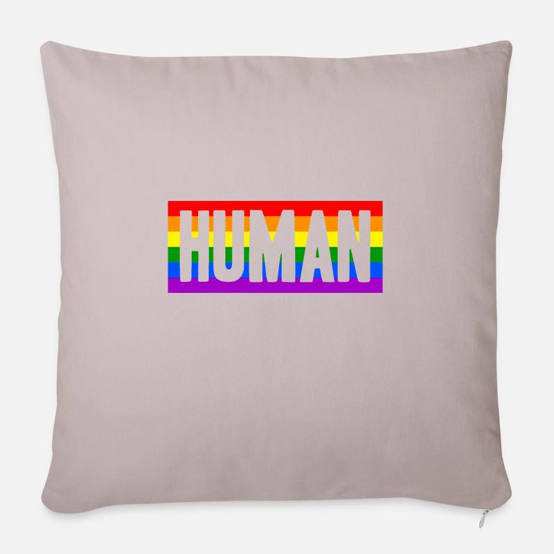Human Mensch Regenbogen Geschenkidee - Sofakissenbezug 45 x 45 cm - helles Taupe
