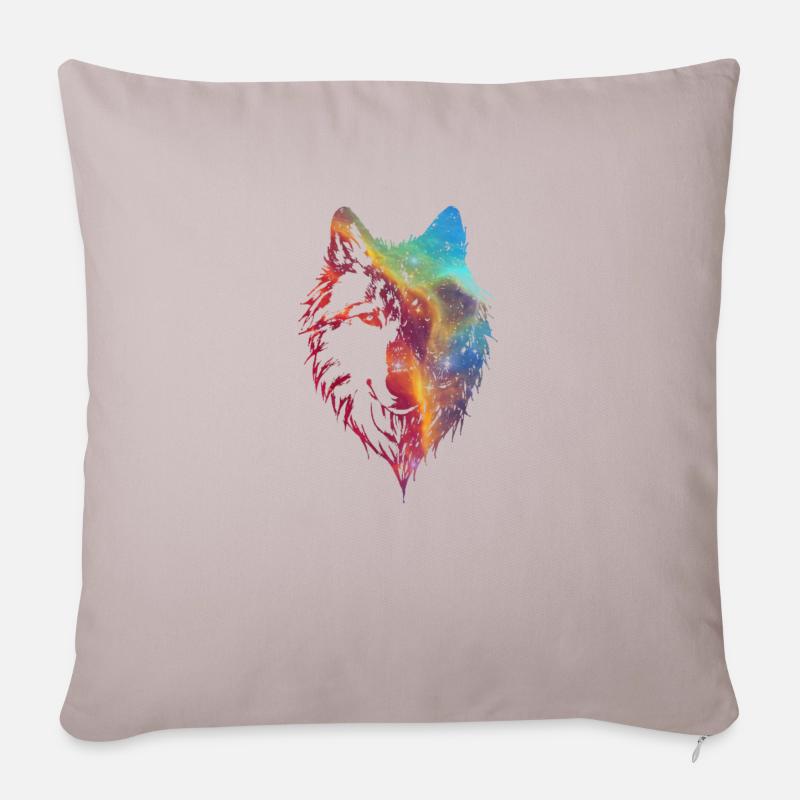 Loup cosmique - Housse de coussin décorative 45 x 45 cm - taupe clair