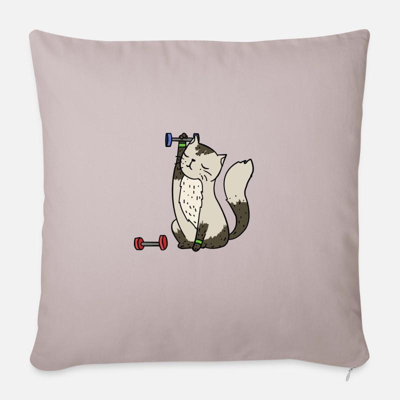Chat en train de faire du sport - Housse de coussin décorative 45 x 45 cm - taupe clair