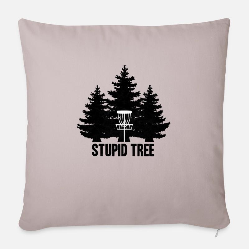 Disc Golf Shirt, discgolf, frisbee, stupid tree - Sofakissenbezug 45 x 45 cm - helles Taupe