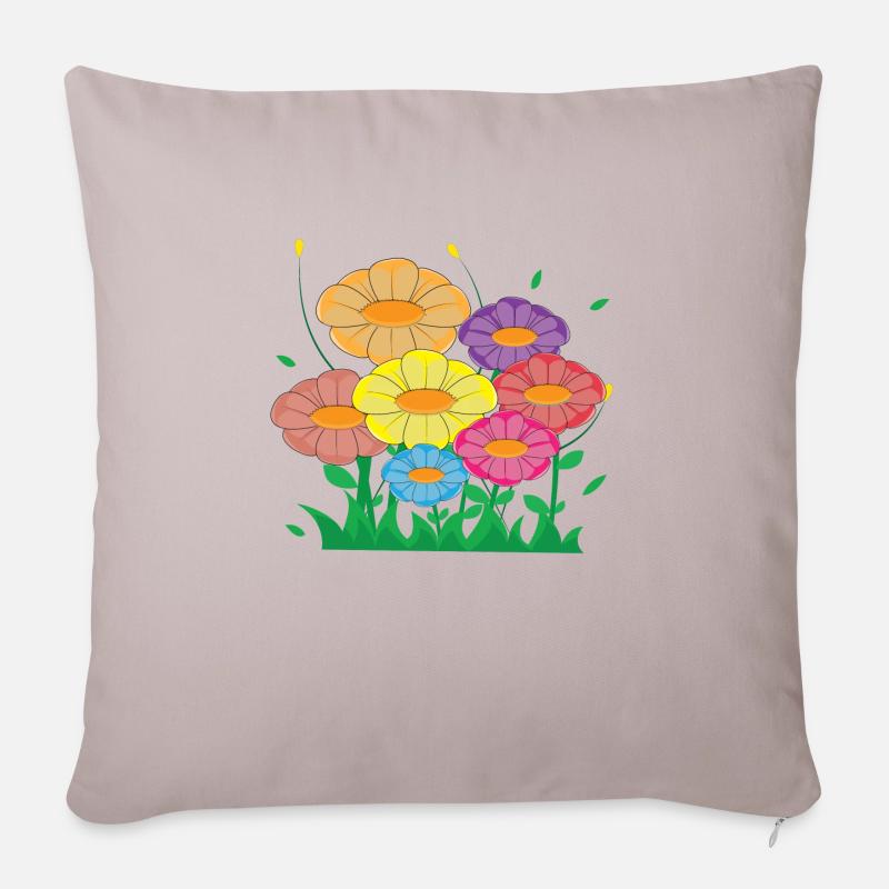 Blumenwiese - Sofakissenbezug 45 x 45 cm - helles Taupe