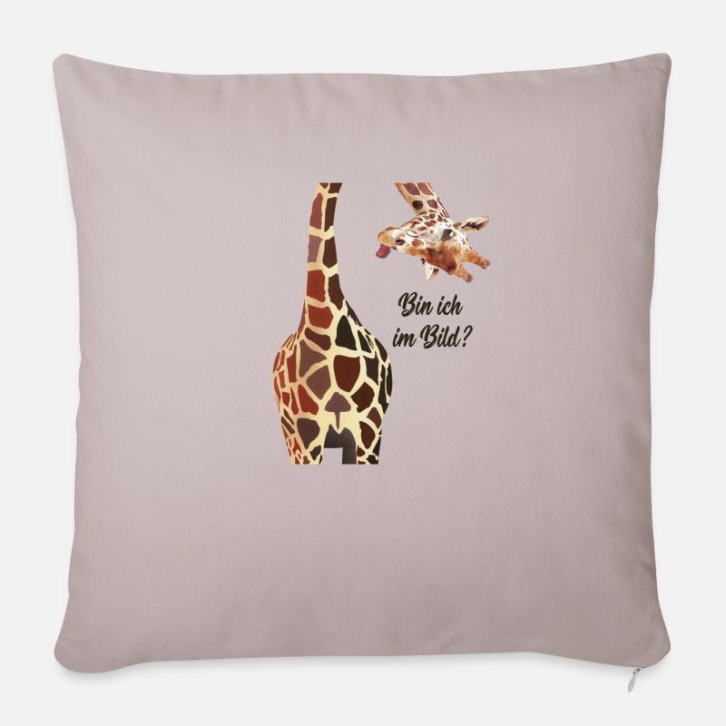 Giraffe, bin ich im Bild? - Sofakissenbezug 45 x 45 cm - helles Taupe