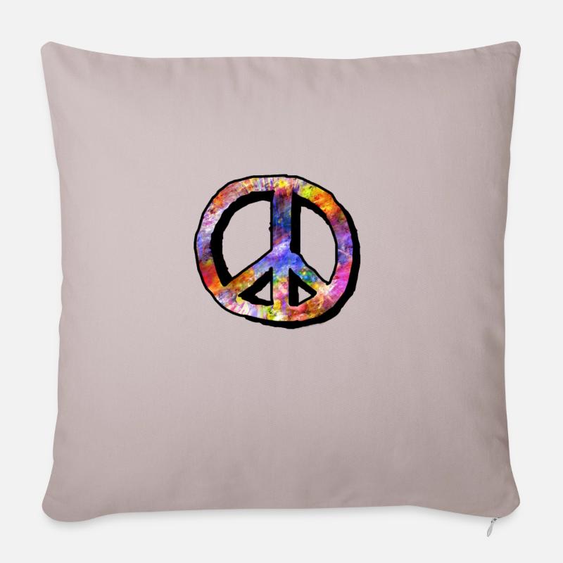 Buntes Peace Symbol - Sofakissenbezug 45 x 45 cm - helles Taupe