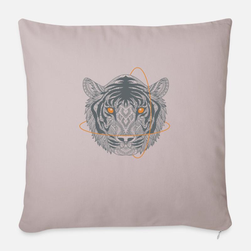 Tigerkopf Schwarz Weiß - Sofakissenbezug 45 x 45 cm - helles Taupe