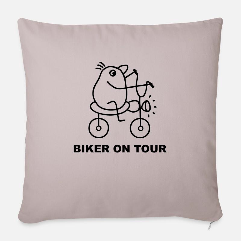 Vogel Motorradfahrer - Biker on Tour - Sofakissenbezug 45 x 45 cm - helles Taupe