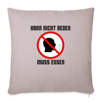 Can not talk, has to eat. black - Sofa pillowcase 17,3'' x 17,3'' (45 x 45 cm) - light taupe - Front