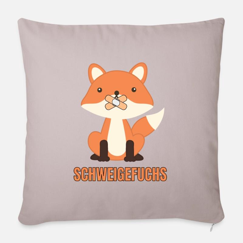 Süßer Schweigefuchs Leisefuchs Lehrerin Schule - Sofakissenbezug 45 x 45 cm - helles Taupe