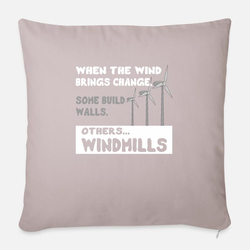 Zitat Windenergie Veränderung Windkraftanlage - Sofakissenbezug 45 x 45 cm - helles Taupe