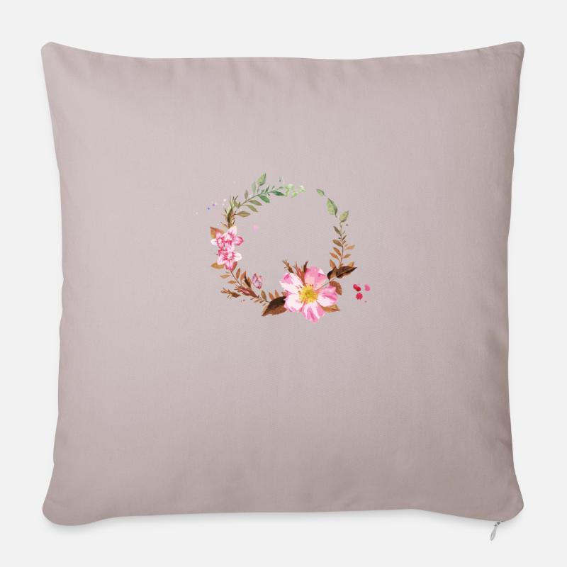 Blumen - Sofakissenbezug 45 x 45 cm - helles Taupe