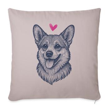 Corgi – Short-legged, charming & loyal to the king - Sofa pillowcase 17,3'' x 17,3'' (45 x 45 cm) - light taupe - Front
