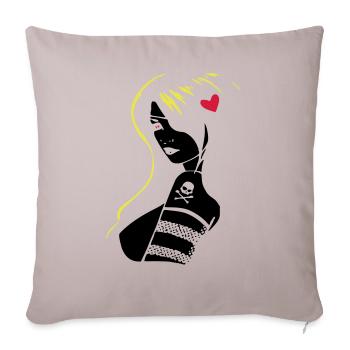 pirate-fille - Housse de coussin décorative 45 x 45 cm - taupe clair - Devant