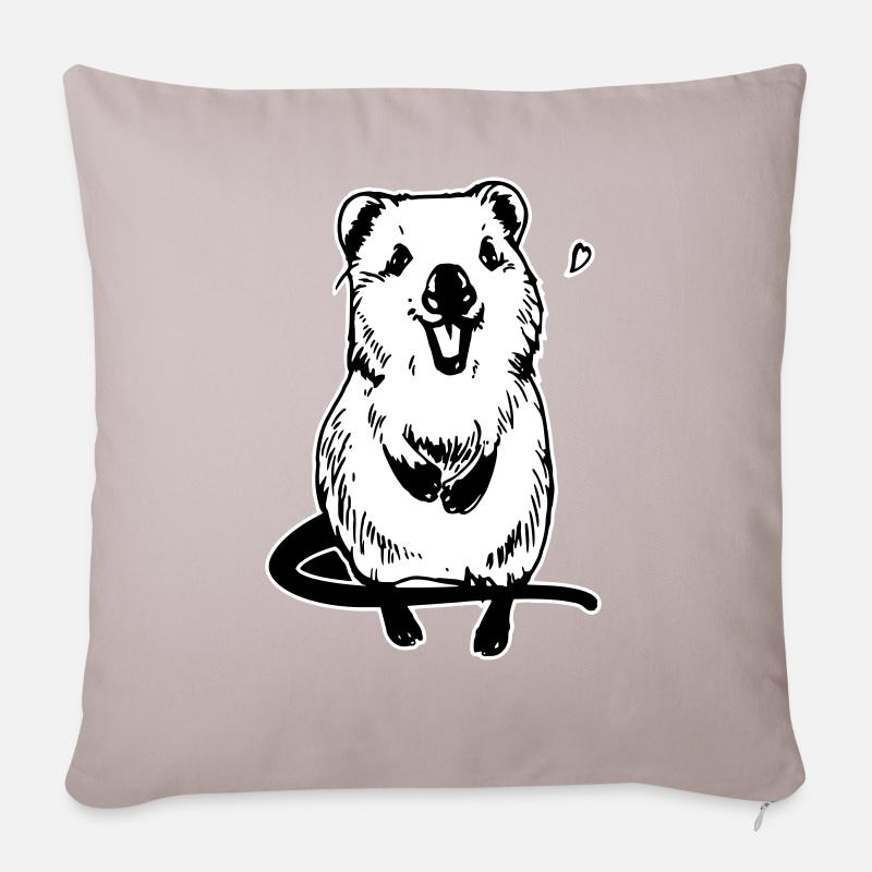 Quokka - süßes Motiv - Sofakissenbezug 45 x 45 cm - helles Taupe