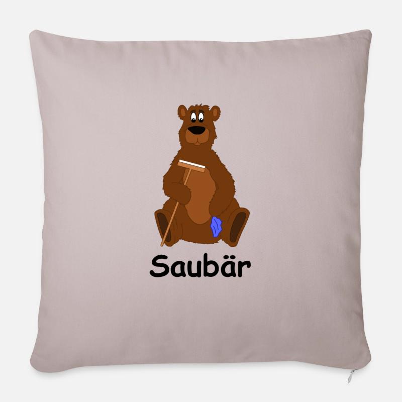 Bär Sauber Geschenk Geschenkidee Sport Lappen - Sofakissenbezug 45 x 45 cm - helles Taupe