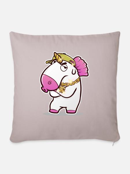 Rapping Unicorn - Sofakissenbezug 45 x 45 cm - helles Taupe