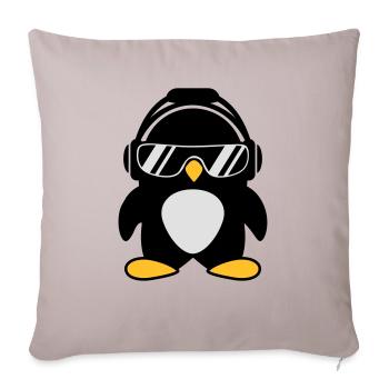 Pingouin avec un casque - Housse de coussin décorative 45 x 45 cm - taupe clair - Devant