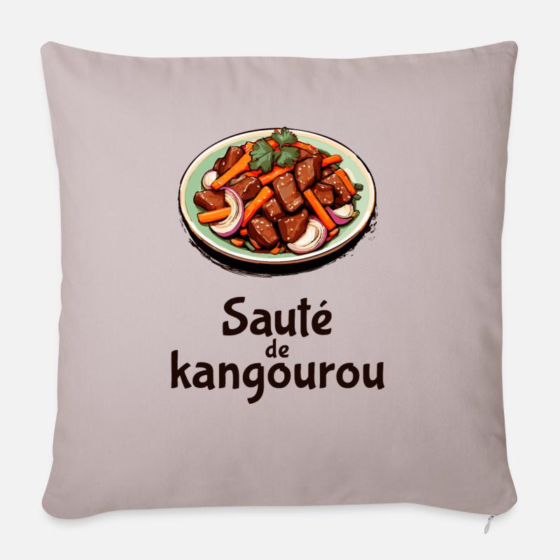 Sauté de Kangourou - Texte sombre - Housse de coussin décorative 45 x 45 cm - taupe clair