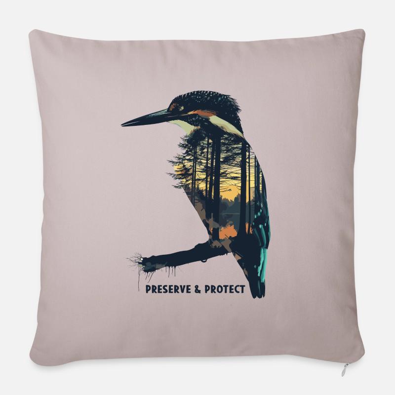 Preserve & Protect Eisvogel Vogel - Sofakissenbezug 45 x 45 cm - helles Taupe