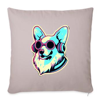Corgi Synthwave Chien Gallois - Housse de coussin décorative 45 x 45 cm - taupe clair - Devant