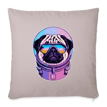 Pug 80s 90s Astronaut Dog Puppy - Sofa pillowcase 17,3'' x 17,3'' (45 x 45 cm) - light taupe - Front