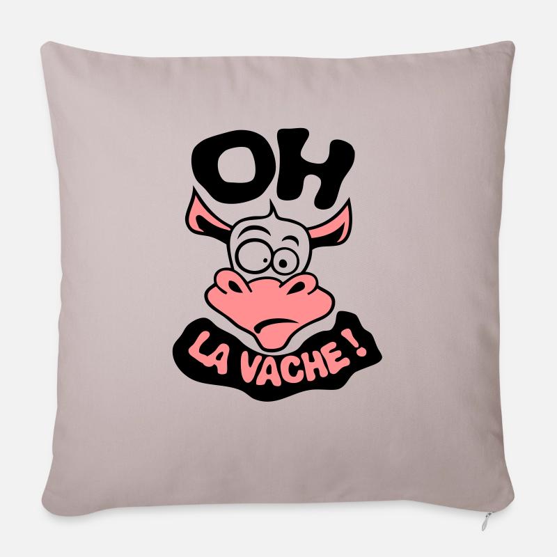 oh la vache expression citation exclamat - Housse de coussin décorative 45 x 45 cm - taupe clair