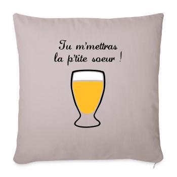 tu m'mettras la petite soeur - Housse de coussin décorative 45 x 45 cm - taupe clair - Devant
