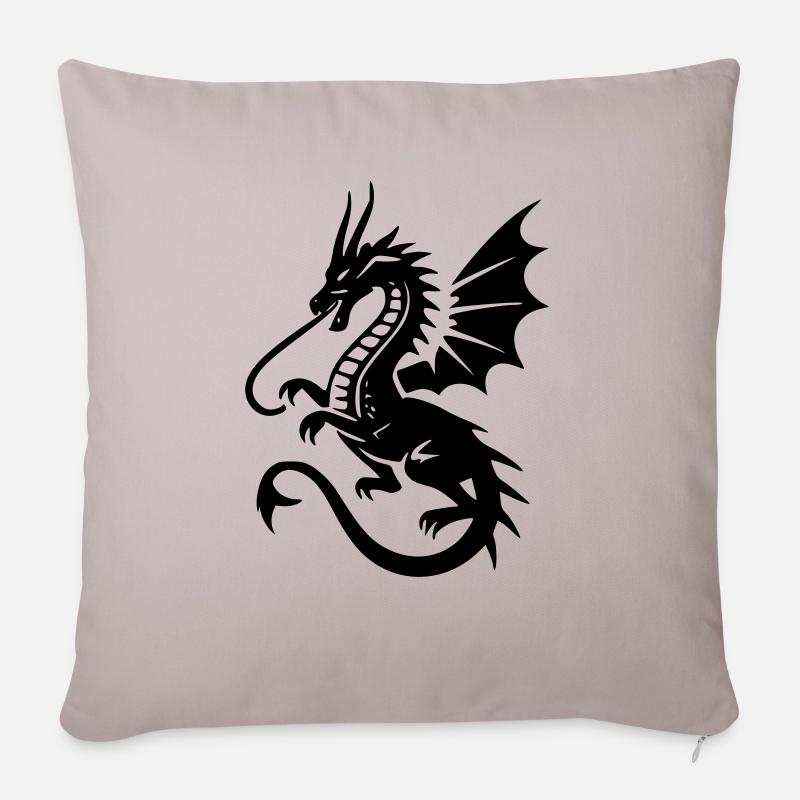 Drache - Sofakissenbezug 45 x 45 cm - helles Taupe