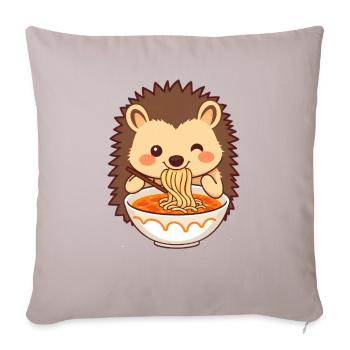 Ein süßer Igel mag Nudelsuppe - Sofakissenbezug 45 x 45 cm - helles Taupe - Vorne