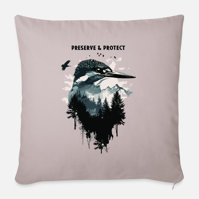 Preserve & Protect Eisvogel Vogel - Sofakissenbezug 45 x 45 cm - helles Taupe