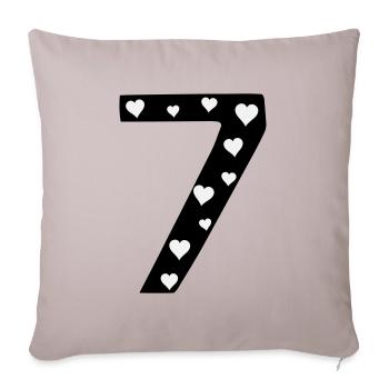 7 anniversaire rose avec cœur - Housse de coussin décorative 45 x 45 cm - taupe clair - Devant