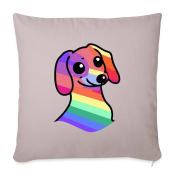 Chien teckel arc-en-ciel viennois - Housse de coussin décorative 45 x 45 cm - taupe clair - Devant
