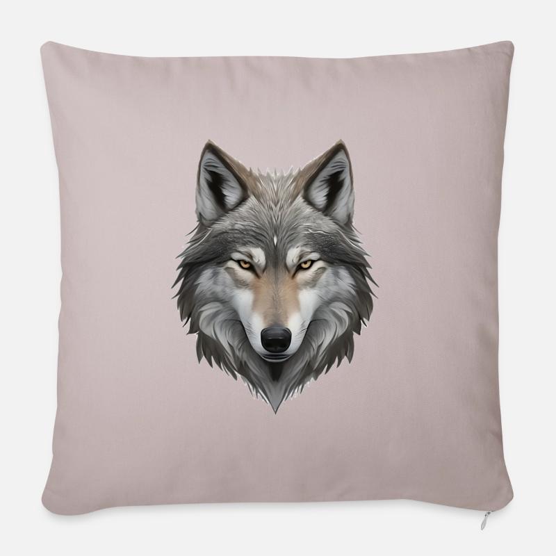 Wolfskopf - Sofakissenbezug 45 x 45 cm - helles Taupe