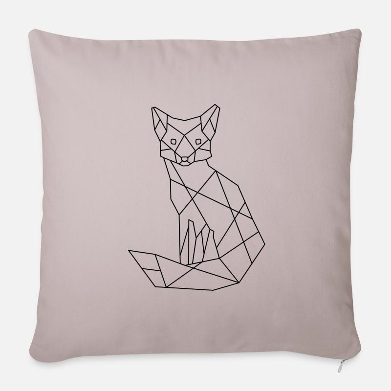 Geometrischer Fuchs Polygon Waldtier - Sofakissenbezug 45 x 45 cm - helles Taupe