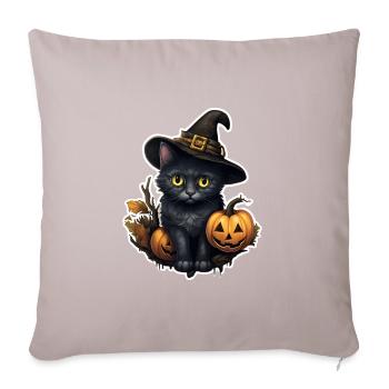 Halloween black cat with hat and pumpkin - Sofa pillowcase 17,3'' x 17,3'' (45 x 45 cm) - light taupe - Front
