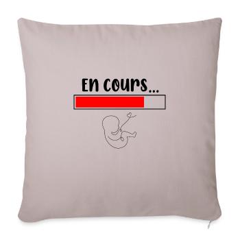 En cours... bébé t-shirt femme enceinte - Housse de coussin décorative 45 x 45 cm - taupe clair - Devant