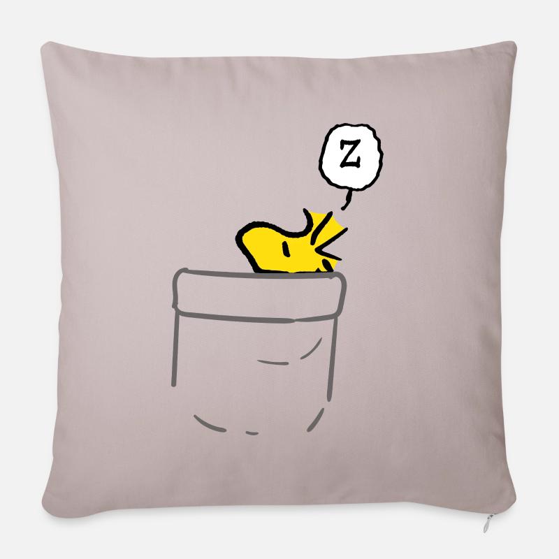 Peanuts Design Mit Schlafendem Woodstock - Sofakissenbezug 45 x 45 cm - helles Taupe