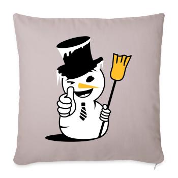 Un bonhomme de neige cool avec le pouce vers le haut - Housse de coussin décorative 45 x 45 cm - taupe clair - Devant