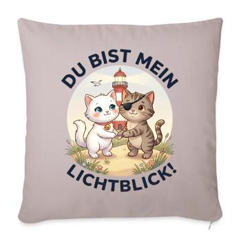 Katzen Leuchtturm Lichtblick - Sofakissenbezug 45 x 45 cm - helles Taupe - Vorne