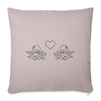 Krake Comic Couple amour - Housse de coussin décorative 45 x 45 cm - taupe clair - Devant